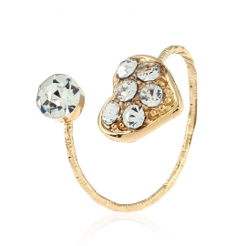 Fashion ol color-preserving gold non-fading ribbon diamond heart-shaped twine ring opening adjustable female alloy jewelry