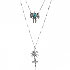 Fashion simple kite necklace female hot sale coconut tree pendant double clavicle chain