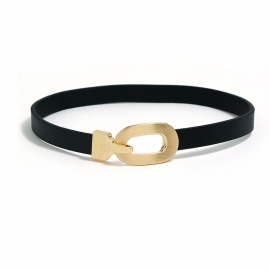 Fashion trend clavicle necklace niche design exaggerated leather rope black metal buckle collar