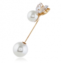 Popular zircon pearl one word pearl pin brooch anti-glare pin buckle
