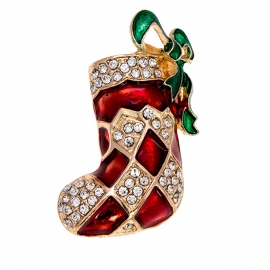 European and american christmas red socks brooch high-grade alloy oil drop creative collar pin brooch