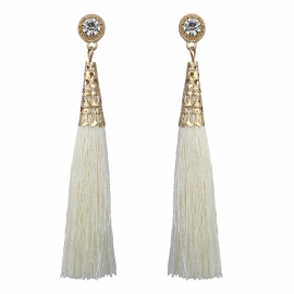 Cross-border european and american fashion new style bohemian handmade cotton wool rope long tassel earrings women