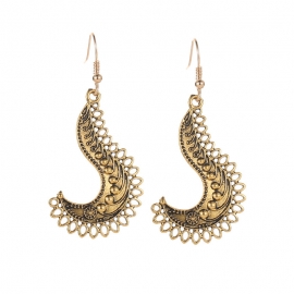 Ethnic style exaggerated hollow hook earrings harajuku style retro carved earrings palace elegant ladies earrings