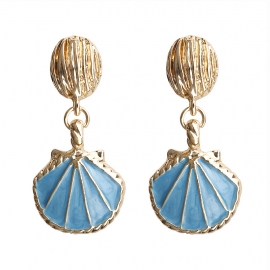 European and american cross-border exclusive supply, color-preserving electricity, retro ocean wind shell order earrings, factory direct spot wholesale
