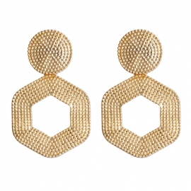 Creative design metal geometric earrings european and american exaggerated earrings fashion simple hexagonal trend earrings women