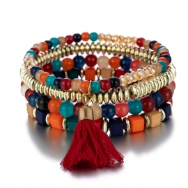 New womens bracelets european and american fashion trend three-dimensional square jewelry multilayer elastic bracelet wholesale factory direct sales