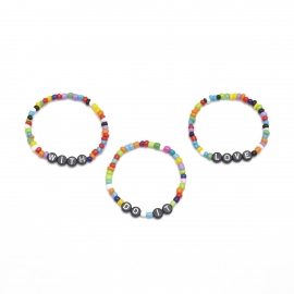 European and american cross-border jewelry, geometric round beads, wild personality jewelry women, rice beads hit color handmade letter elastic bracelet