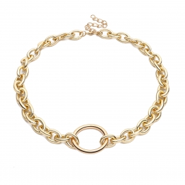 European and american cross-border jewelry personality punk exaggerated metal necklace necklace women simple geometric circle retro necklace