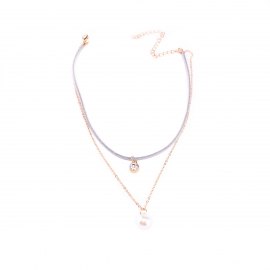 Jewelry simple and personalized versatile necklace multi-color pearl flashing diamond multilayer necklace