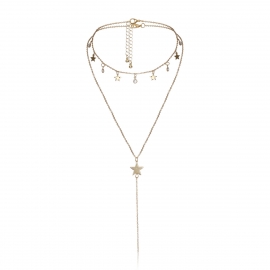 European and american cross-border jewelry fashion long y-shaped chain necklace women temperament star rhinestone tassel geometric necklace