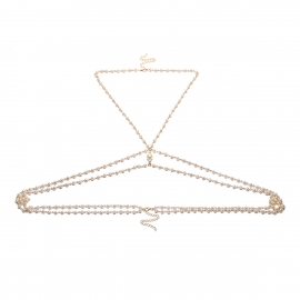 Cross-border aliexpress amazon exaggerated body chain pearl multi-layer tassel handmade clothing chain