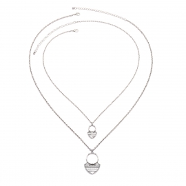 European and american cross-border retro ethnic style simple and versatile necklace alloy carved moon pendant multi-layer long necklace