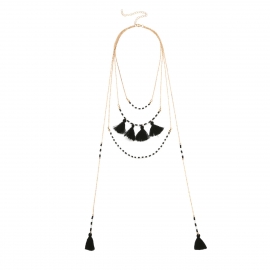 European and american cross-border jewelry, simple multi-element combination, handmade tassel pendant long necklace
