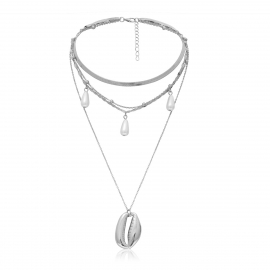 European and american cross-border jewelry, multi-layer temperament chain, simple necklace, drop-shaped pearl shell pendant necklace female