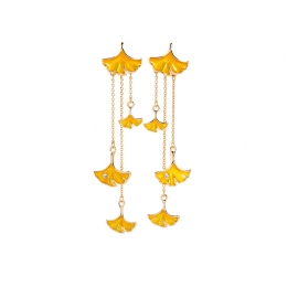 Long drop oil leaf earrings european and american earrings female temperament super fairy face thin holiday style earrings