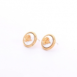 Small and simple alloy earrings female fashion new trendy white all-match temperament alloy bee earrings