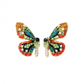 Small fresh and cute flower butterfly earrings with diamond earrings female european style fashion wild girl earrings