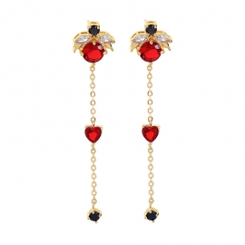 925 silver needle long crystal heart-shaped diamond pendant earrings female japanese and korean style fashion sweet earrings