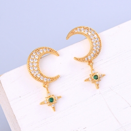 European and american fashion all-match earrings temperament net red star and moon earrings 925 silver needle earrings