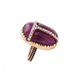 Retro crystal insect ring female personality wild european and american fan geometric ring wish cross-border explosive jewelry wholesale