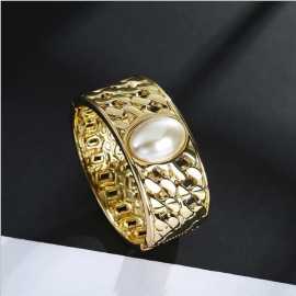 European and american popular jewelry baroque retro pearl wide brim bracelet ladies boutique bracelet