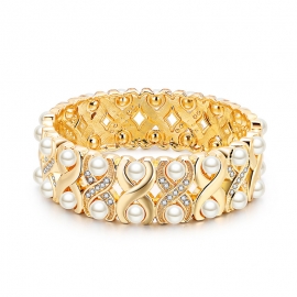 New european and american hot style alloy retro double row pearl bracelet baroque style bracelet