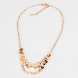 Fashion and simple style ladies multi-layer disc chain pendant necklace