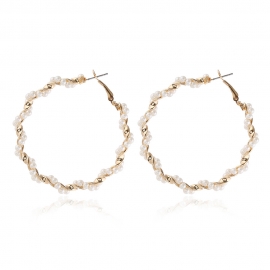 Cross-border exclusively for korean version of ins cold wind fashion spiral round pearl ring earrings personality exaggerated earrings