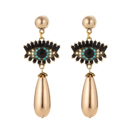 Cross-border exclusively for autumn and winter europe and the united states, the new exaggerated devils eye diamond earrings drop-shaped pearl earrings earrings