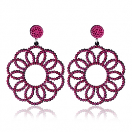 European and american big fashion exaggerated flower multicolor earrings geometric full diamond fabric flower earrings factory direct sales