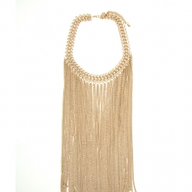 European and american fashion exaggerated necklace, eight-character chain, long chain tassel sweater chain alloy necklace, explosive wholesale