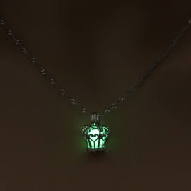 European and american luminous cage necklace fashion hollow diy cage pendant female halloween novelty luminous jewelry