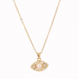 Cross-border hot-selling accessories in europe and america, personality and creativity diamond-studded devils eye clavicle chain, exquisite pearl versatile necklace