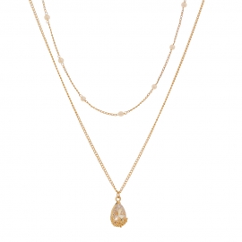 Net red ins cold wind double-layer necklace, clavicle chain female copper inlaid zircon craft temperament girl pearl necklace