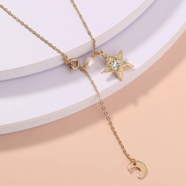 European and american cross-border hot-selling simple fashion niche light luxury stars and moon temperament womens necklace