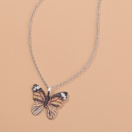European and american amazon new fashion jewelry creative personality painted simulation butterfly specimen pendant necklace female