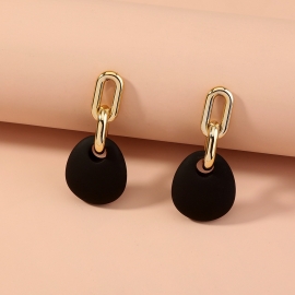 S925 silver needle cross-border new gold tassel womens thin geometric small fragrance ring drop earrings earrings