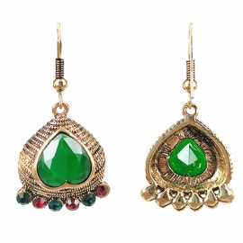 European and american popular retro accessories factory direct sales ladies long heart-shaped gemstone earrings accessories alloy earrings wholesale