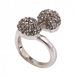 European and american personality fashion full diamond round ball open ring, retro ethnic style bow jewelry small jewelry