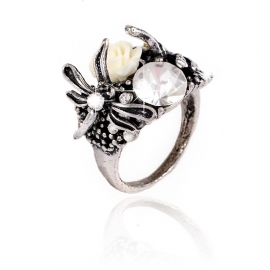 European and american retro resin flower ring one piece for foreign trade fashion temperament ring
