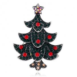 European and american retro diamond-studded christmas tree brooch foreign trade retro exquisite jewelry christmas