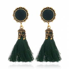 European and american fashion big fan-shaped tassel earrings female high-end bohemian earrings exaggerated fashion jewelry wholesale