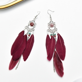 Small fresh earrings feather earring jewelry bohemian fashion temperament long tassel earrings wholesale