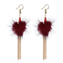 European and american fashion personality long chain hair ball earrings