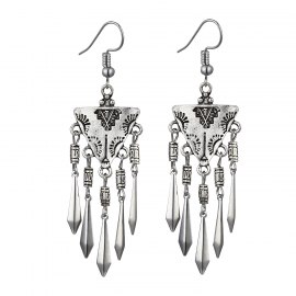 Cross-border hot selling earrings, retro ethnic style earrings, triangle fringe personality alloy earrings, wholesale jewelry