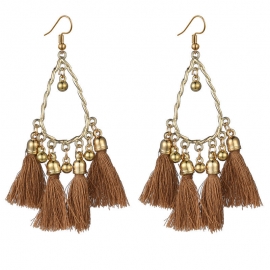 European and american new gold-plated earrings female tassel ethnic long wool pendant earrings