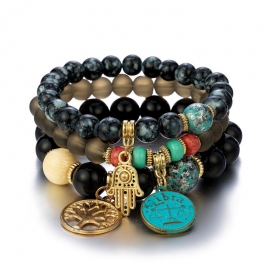 New bracelet, old balance, tree of life, palm multi-strand bracelet, bohemian beach style bracelet set, jewelry