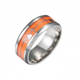 Orange and blue luminous electrocardiogram couple ring cross-border hot style heartbeat jewelry