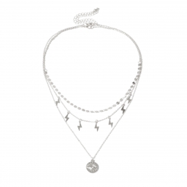 European and american cross-border jewelry retro multi-layer sequined geometric necklace female personality lightning symbol eye three-dimensional necklace