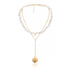 European and american cross-border jewelry tassel flower brand micro-inlaid pendant necklace female creative multi-layer rough beaded round necklace